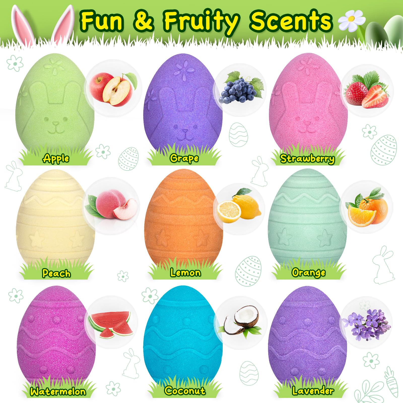 9 Pack Easter Bubble Bath Bombs for Kids - Surprise Toys Inside, Fun Gifts for Girls & Boys - Easter Basket Stuffers, Party Favors & Goodie Bag Fillers - Perfect for Easter Celebrations, Birthday Parties & Relaxing Bath Time