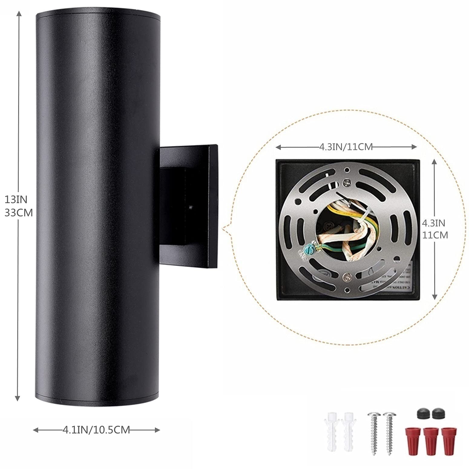 Waterproof Outdoor Wall Lights 2 Pack - Black Modern Cylinder Aluminum Exterior Lights for Porch, Garden, Garage & Entryway - E26 Base - Weatherproof & Durable for Home & Commercial Use