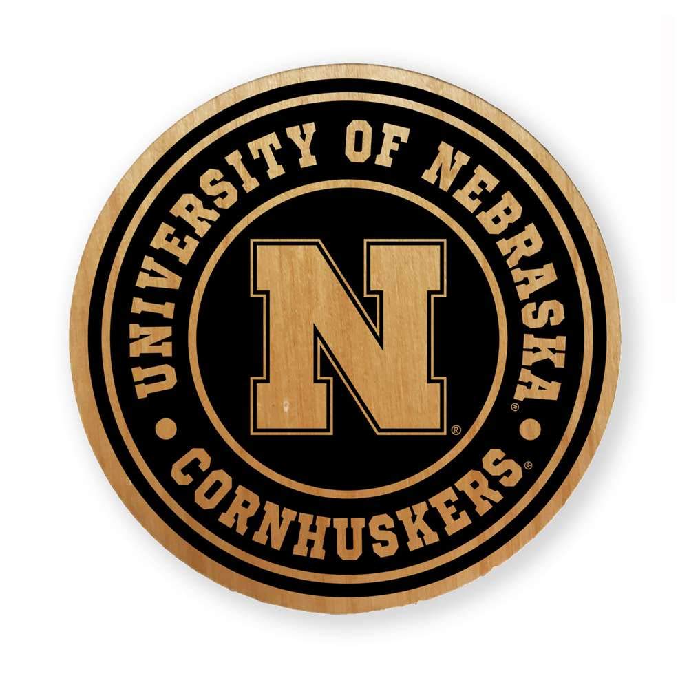NCAA Alderwood Round Coasters Set of 4 - Premium Wooden Drink Coasters for Beer, Wine & Coffee - Perfect for Game Day, Home Bar & Office Decor