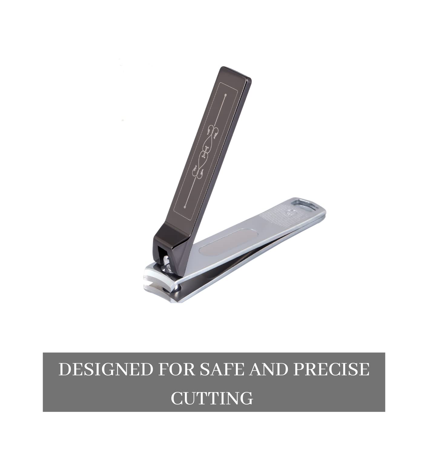 Avtail Professional Stainless Steel Nail Clipper with Built-in Nail File - Large Fingernail & Toenail Clippers for Men & Women - Perfect for Travel, Home, Salon & Grooming Kits (Glossy Black)