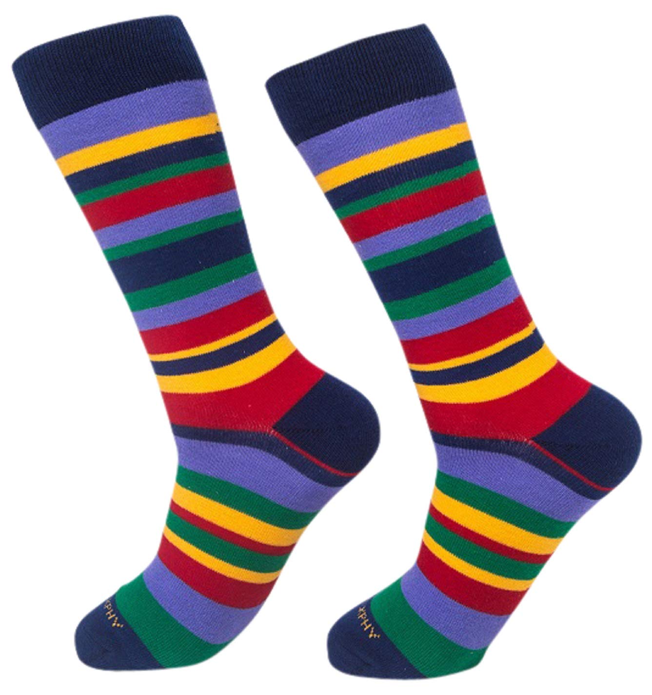 PHILOSOCKPHY Cool Striped Socks for Men & Women - Vibrant Colorful Crazy Dress Socks - Fun Novelty Socks for Gifts, Parties & Everyday Wear