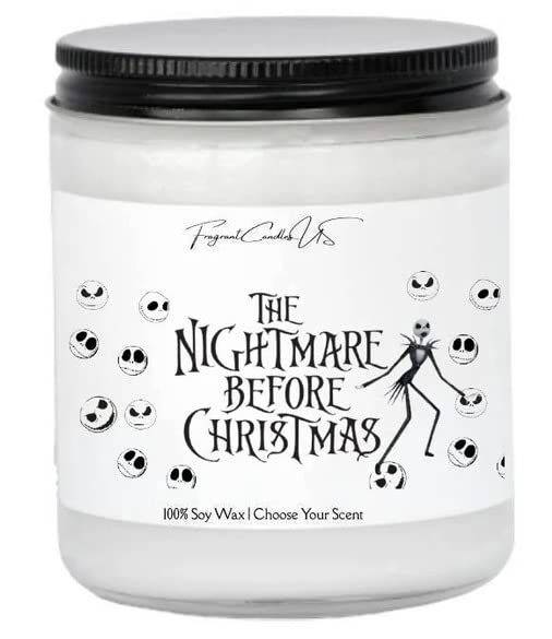 Nightmare Before Christmas Scented Candle - Spooky Halloween & Festive Christmas Decor, Pumpkin Spice Fall Aroma Gift for Home, Party & Holiday Decorations