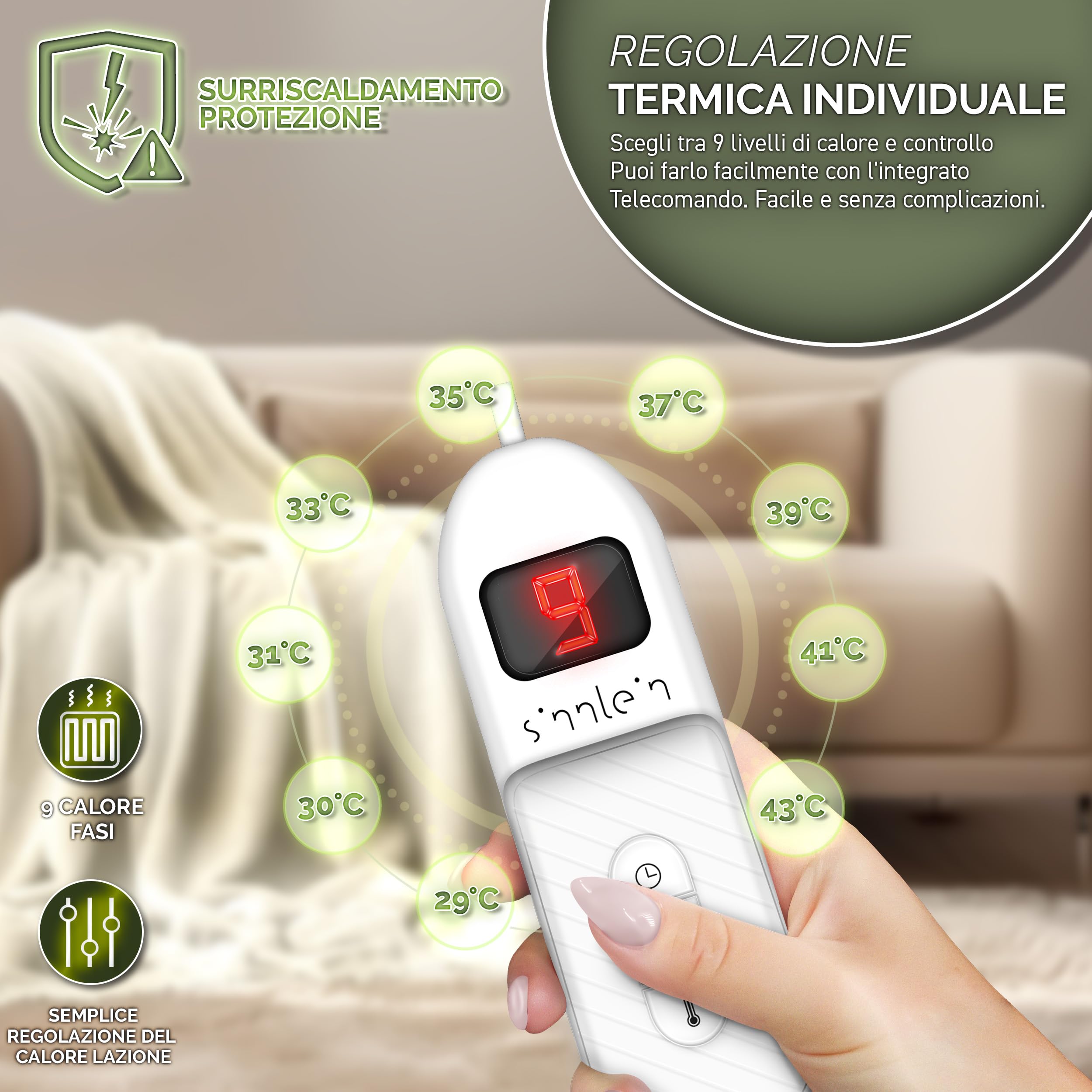 Sinnlein® Electric Under Blanket 160x120cm | Heated Mattress Cover with Auto Shut-Off | Thermal Mattress Protector | Adjustable Timer & 9 Heat Levels | Perfect for Winter Warmth & Cozy Nights