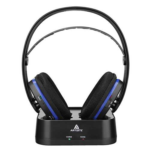 Artiste D2 2.4GHz Wireless TV Headphones with HiFi Deep Bass & Transmitter Dock - Perfect for Home Theater, Late Night Watching and Gaming