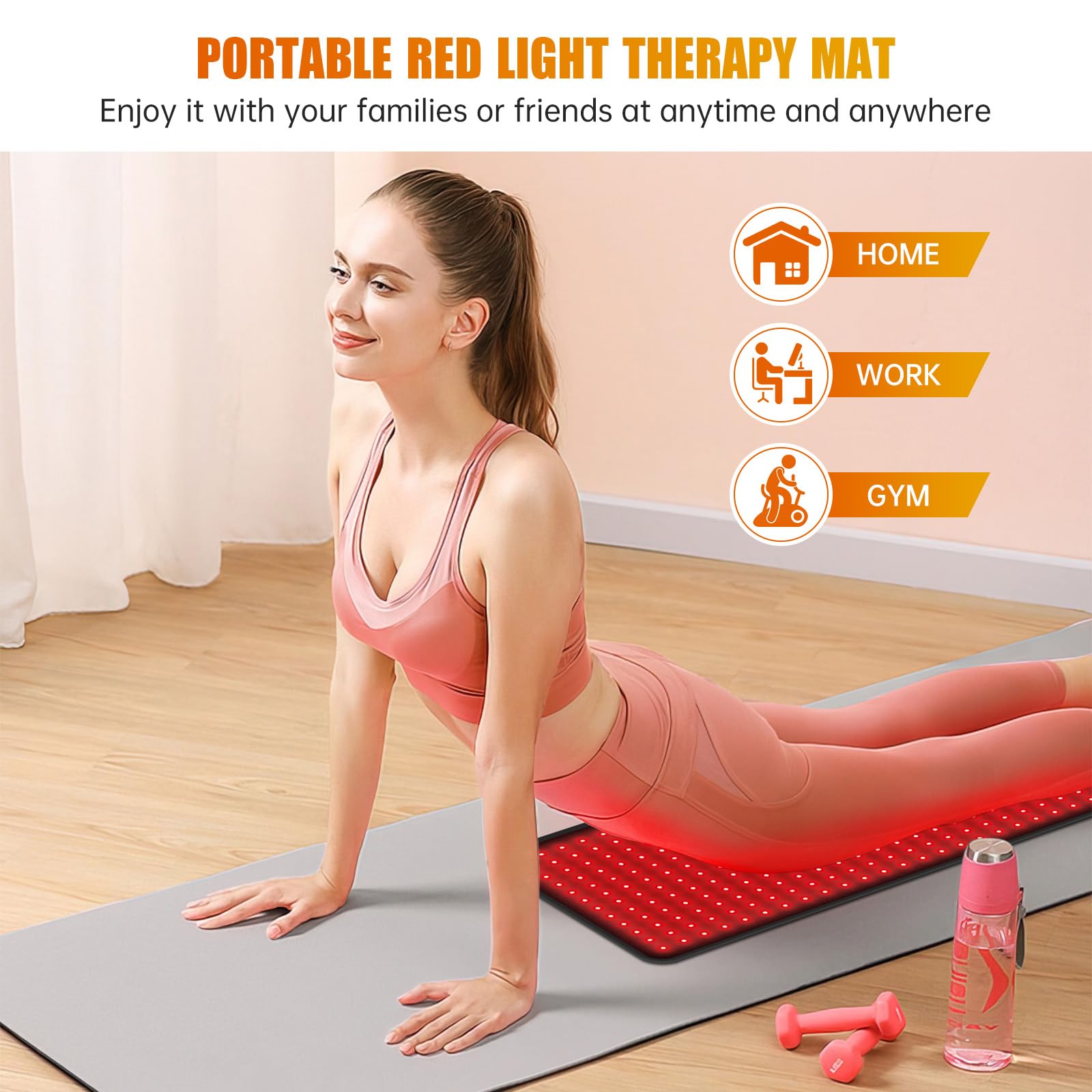 LED Red Light Therapy Pad - 360pcs 660nm & 850nm Dual Wavelength Light Therapy Mat with Timer & Adjustable Intensity for Back, Shoulder Pain Relief - Perfect for Home Use, Muscle Recovery & Joint Pain Treatment