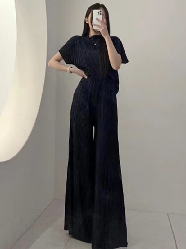 Lovevop Women's Casual Ruffled Short Sleeve Blouse & Wide Leg Pants 2-Piece Outfit Set for Work, Date Night and Summer Vacation