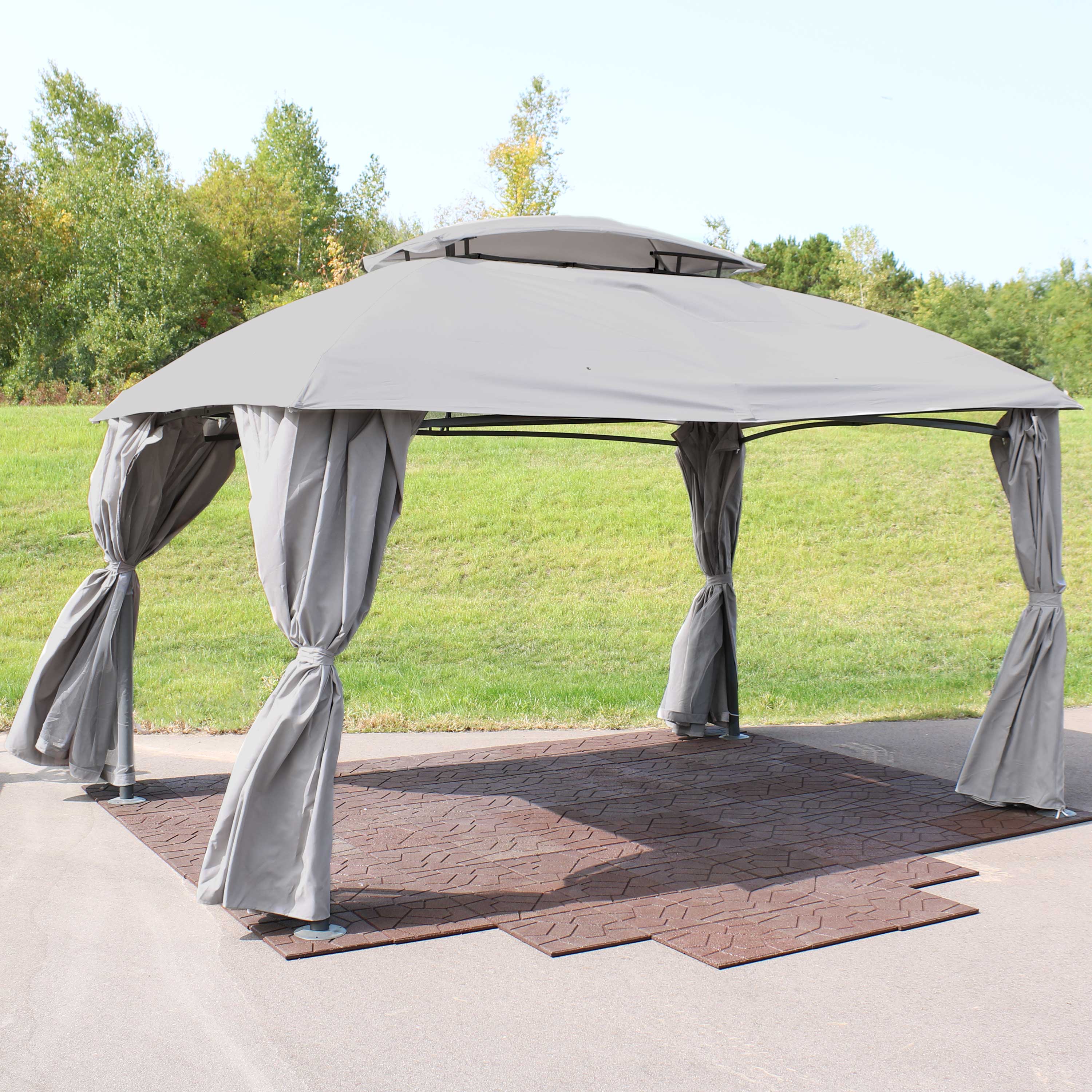 10' x 13' Outdoor Gazebo with Mesh Screens & Privacy Walls - Perfect for Patio, Backyard, and Garden Relaxation