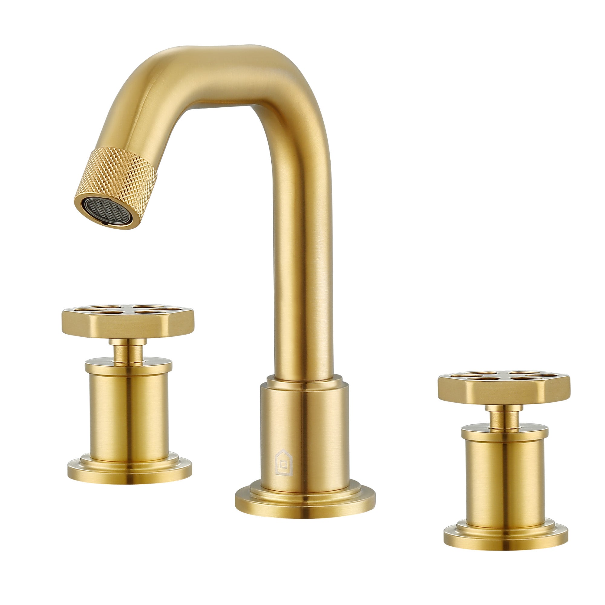 Ancona Industria Brushed Titanium Gold Widespread Bathroom Faucet - Hexagonal Two Handle 3 Hole Design for Modern Vanities | Perfect for Master Bathrooms, Powder Rooms & Guest Suites