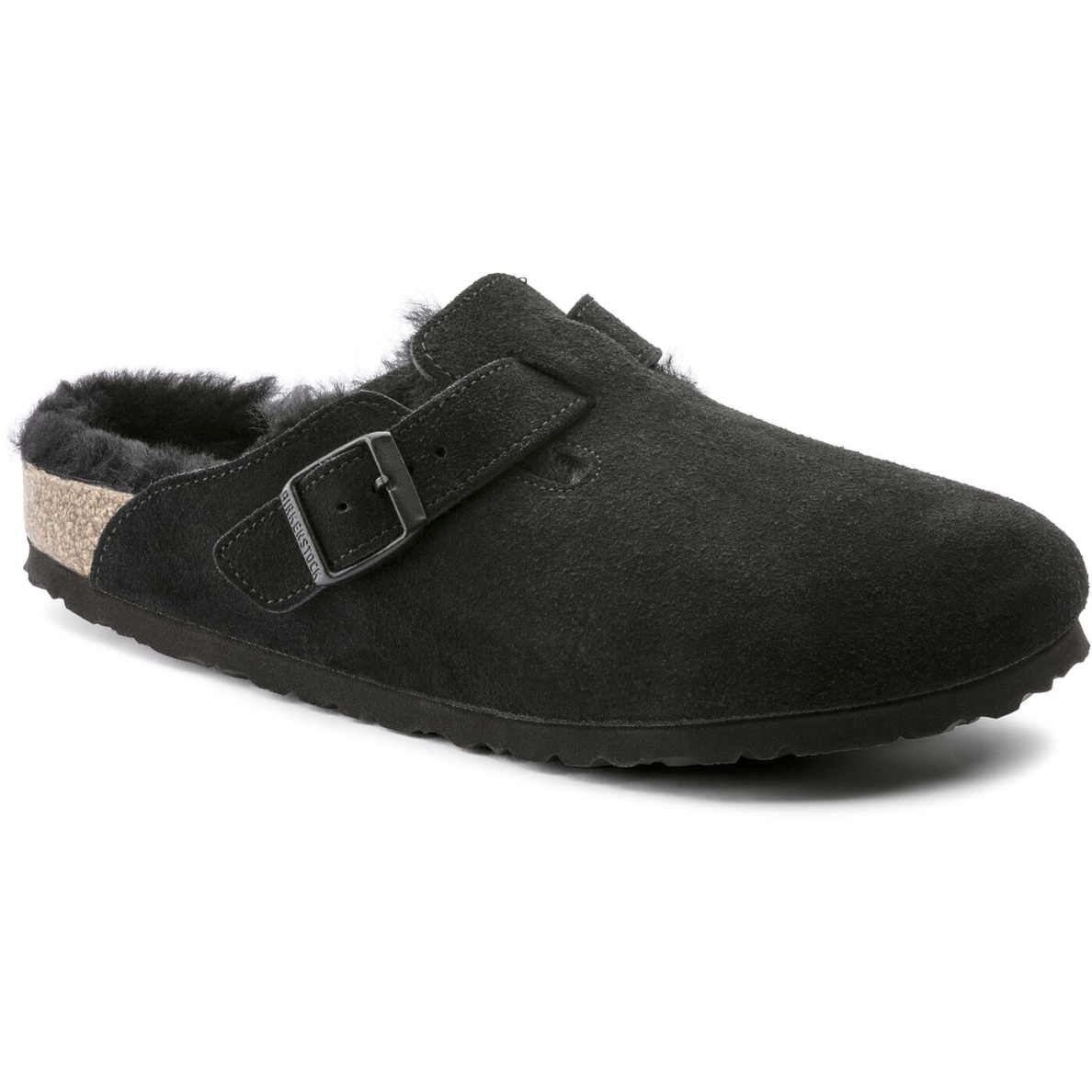 Birkenstock Boston Shearling Suede Clogs for Men & Women | Soft Footbed Sandals with Shearling Lining | Black Comfort Shoes for Home, Office & Casual Wear