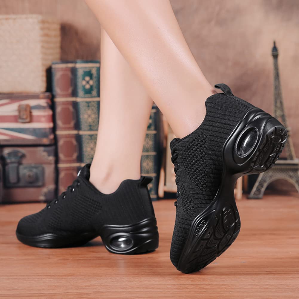 Women's Jazz Dance Sneakers - Breathable Air Cushion Split Sole Athletic Walking Shoes with Lace Up Design | Model 1902 | Perfect for Dance Classes, Workouts & Casual Wear