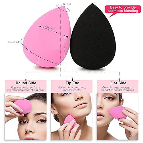 Professional Makeup Sponge Beauty Blender (Pack of 2) - Soft Face Sponge Puff for Flawless Foundation & Concealer Application | Perfect for Liquid, Cream & Powder Makeup | Ideal for Everyday Use & Travel