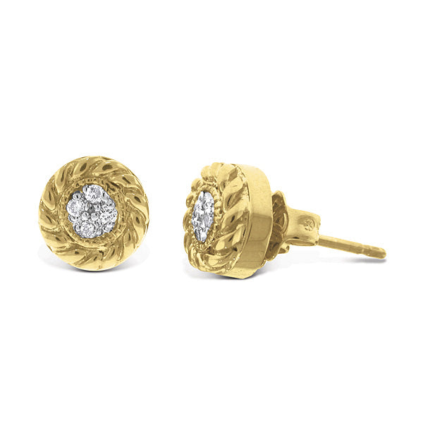 14K Yellow Gold Diamond Cluster Braided Stud Earrings for Women - Elegant & Dainty Jewelry for Parties, Weddings & Everyday Wear