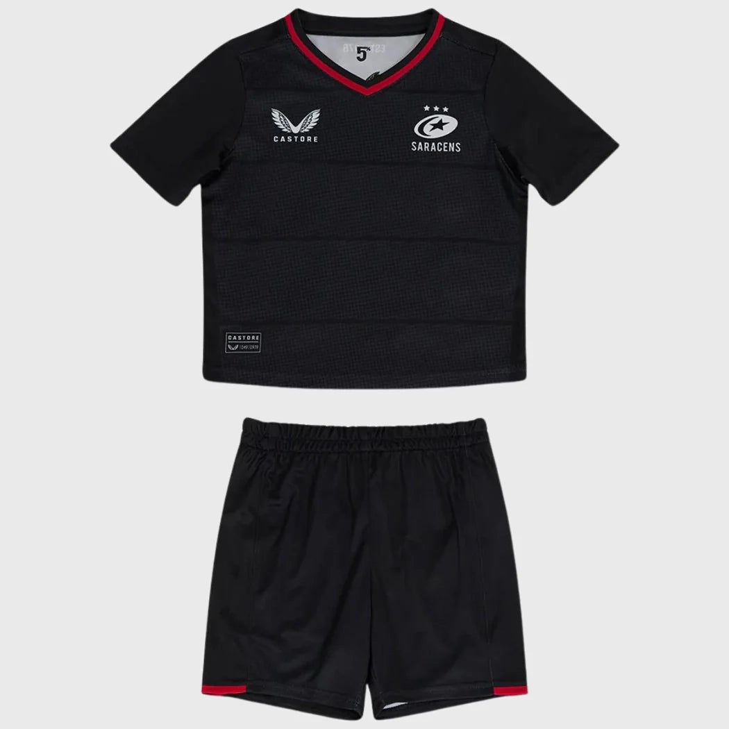 Castore Saracens Home Rugby Infant Kit 2024/25 - Official Baby Rugby Jersey & Shorts Set for Boys & Girls - Perfect for Matchdays, Training & Fan Support
