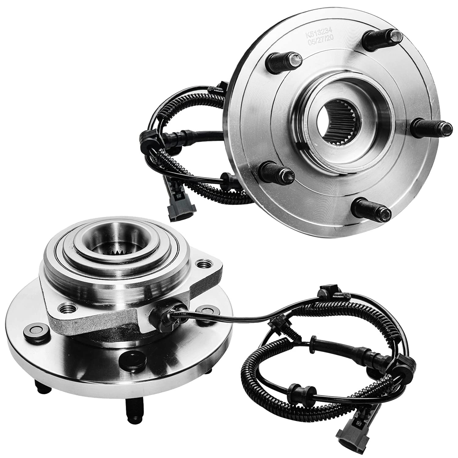 Detroit Axle Front Wheel Bearing and Hub Assembly Kit - Compatible with 2005-2010 Jeep Commander & Grand Cherokee - Includes 2 Wheel Bearings, 2 Hubs & 10 Lug Nuts - Durable Replacement Parts for Off-Roading & Daily Driving
