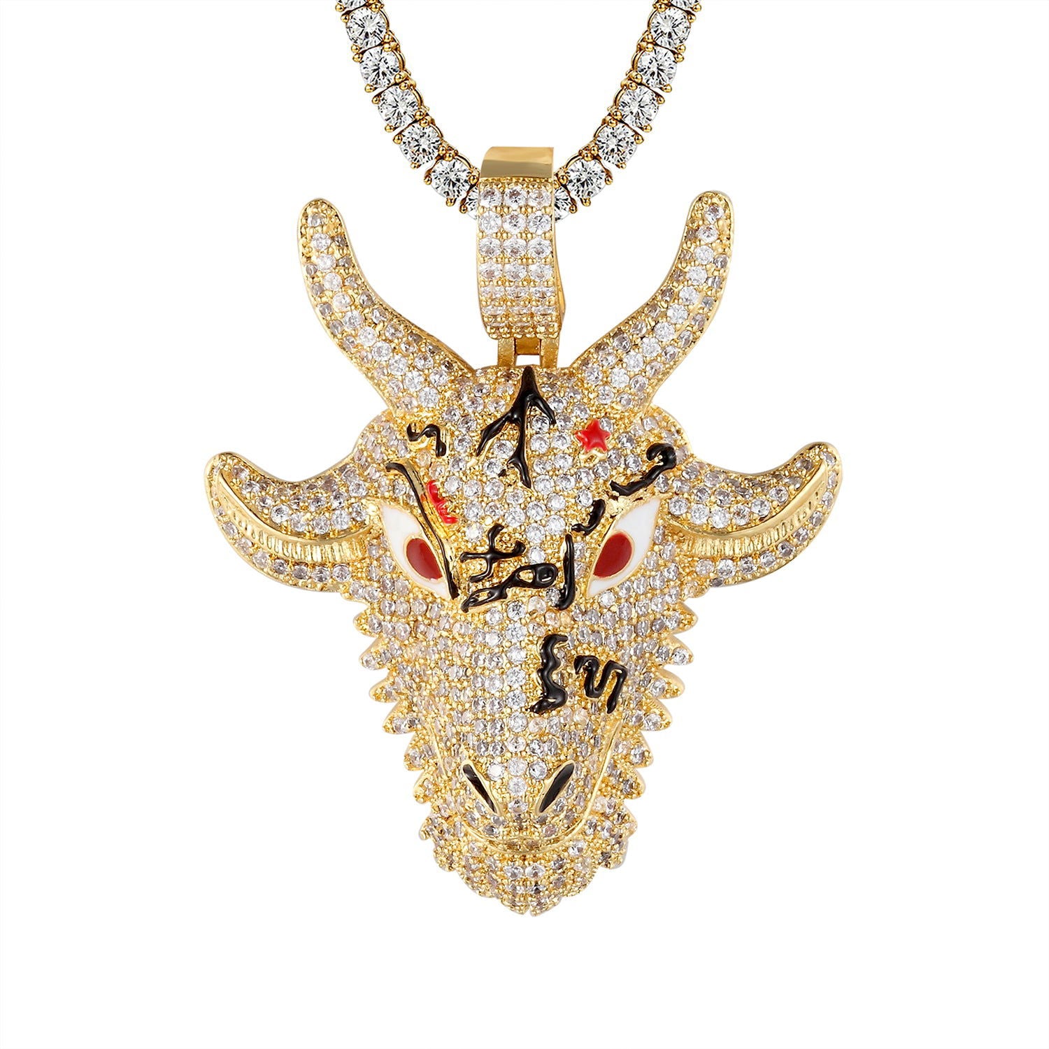 Men's Goat Face Rapper Enamel Pendant Necklace - Hip Hop Jewelry for Men, Trendy Statement Piece for Streetwear & Rap Music Fans