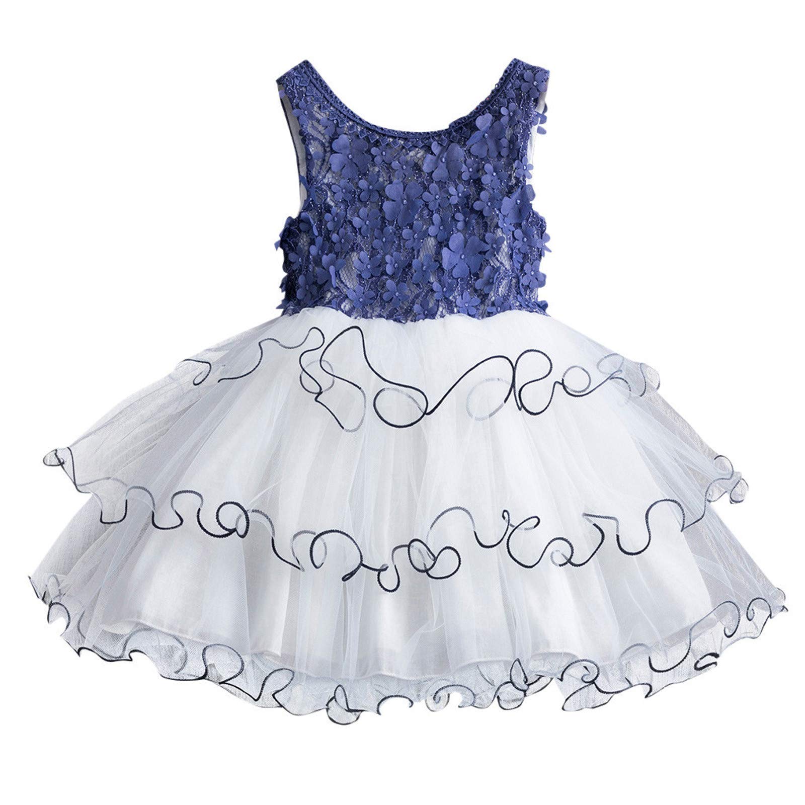 Floral Ruched Tulle Patchwork Princess Dress for Toddler Girls - Elegant Baby Girl's Special Occasion Party Dress for Birthday, Wedding & Photo Shoots