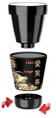 12-Oz Insulated Lowball Tumbler with Removable Wetsuit Cover - Love Laugh Joy Design - Perfect for Iced Coffee, Cocktails & Home Bar Use