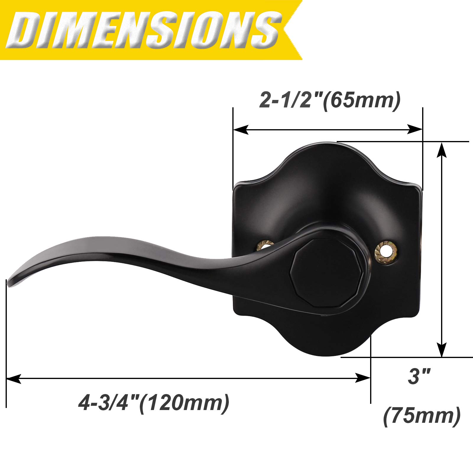 Probrico Left-Handed Half Dummy Door Lever - Elegant Wave Design with Camelot Trim, Black Non-Turning Lock Handle for Hallway & Closet (1 Pack) - Perfect for Bedrooms, Offices & Interior Doors