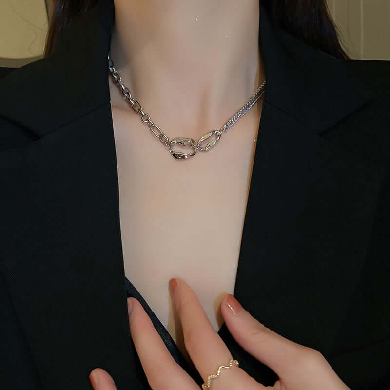 Asymmetric Geometric Box Chain Choker Necklace for Women - Trendy Layering Jewelry Piece for Parties, Date Night & Everyday Wear | HN2037
