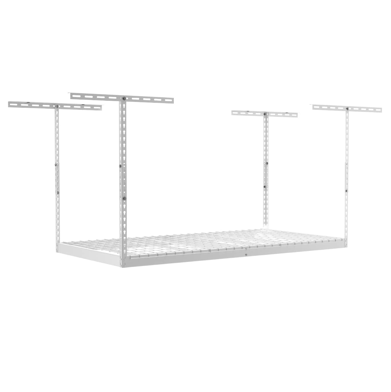 Heavy Duty Overhead Garage Storage Rack - 400 lb Capacity Adjustable Ceiling Mount Shelves 3x6 White (24