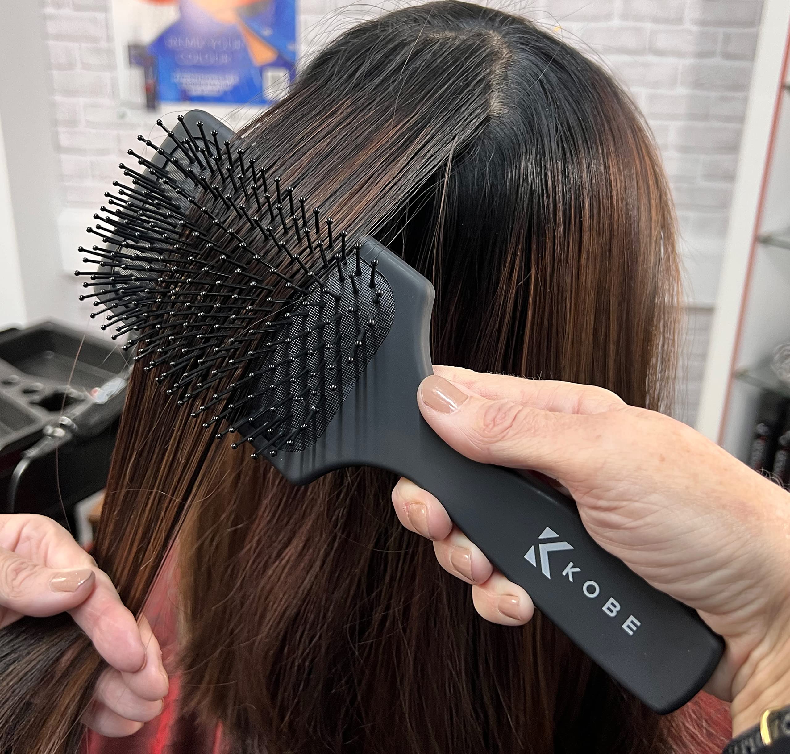 Kobe Professional Hair Brush for Curly Hair - Detangling Paddle Brush for Wet & Dry Hair - Soft Bristles with Cushion Base - Perfect for Styling, Smoothing & Reducing Breakage (Great for Home Use, Salons & Travel)