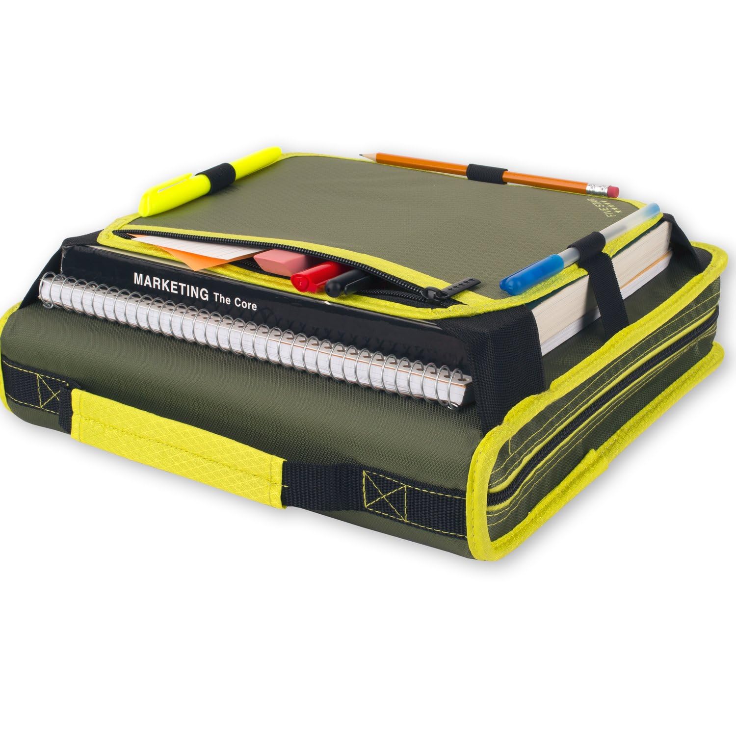Premium 2 Inch 3-Ring Binder with Expansion Panel - 580 Sheet Capacity, Five Star Zipper Binder for School & Office - Durable Olive/Citrus Design (290520C) - Perfect for Organizing Notes, Documents & Presentations