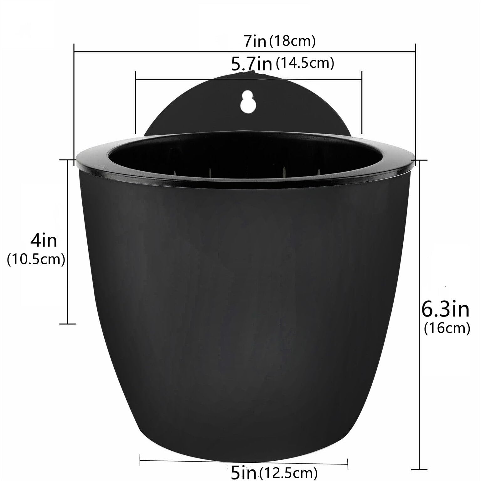 7 Pack Self Watering Plastic Hanging Planters - Indoor/Outdoor Vertical Wall Pots for Succulents, Small Flowers & Plants (Large, Black/Gray) - Perfect for Balcony, Patio, Garden & Home Decor