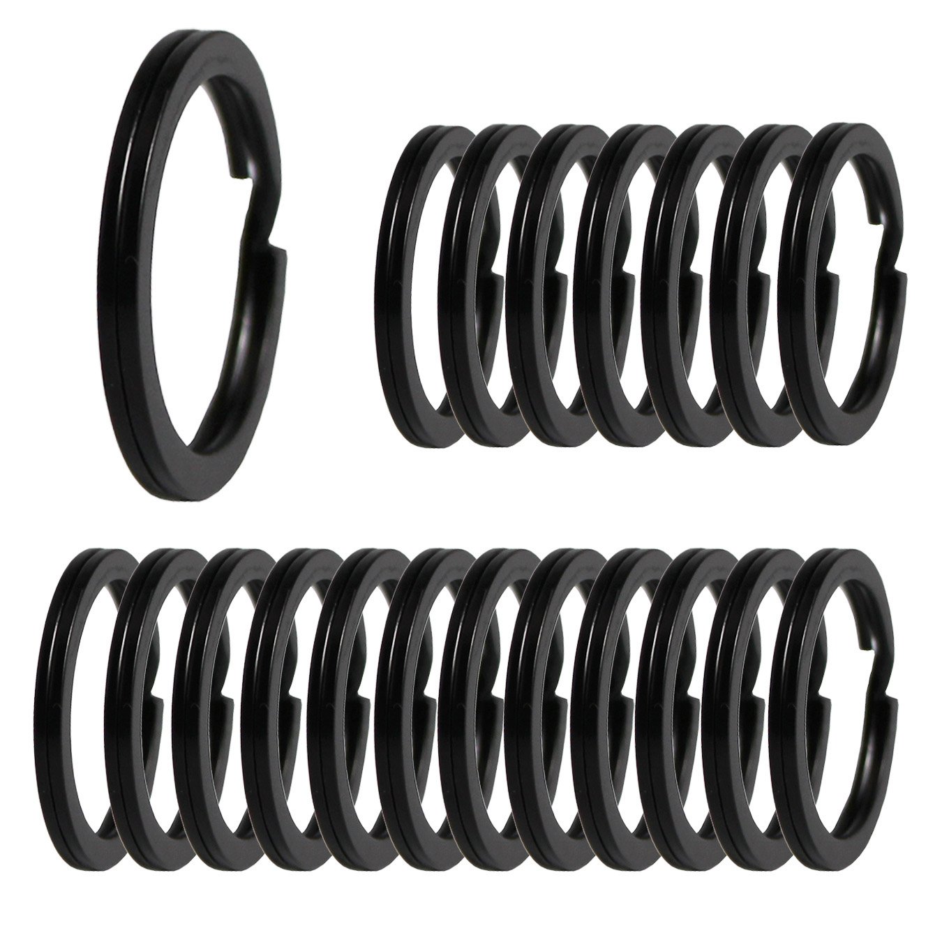 UOOOM 20-Pack Black Metal Key Rings - 25mm Flat Split Ring Keychain Holders for Keys, Lanyards & DIY Crafts | Durable Key Organizer for Home, Office, Travel & Gift Giving