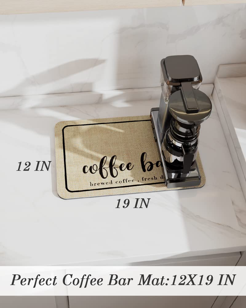 TCHDIO Coffee Mat - Absorbent, Quick Drying Kitchen Counter Mat with Non-Slip Rubber Backing for Coffee Makers, Espresso Machines & Dishes - Perfect for Coffee Bars, Kitchens & Home Brewing Stations