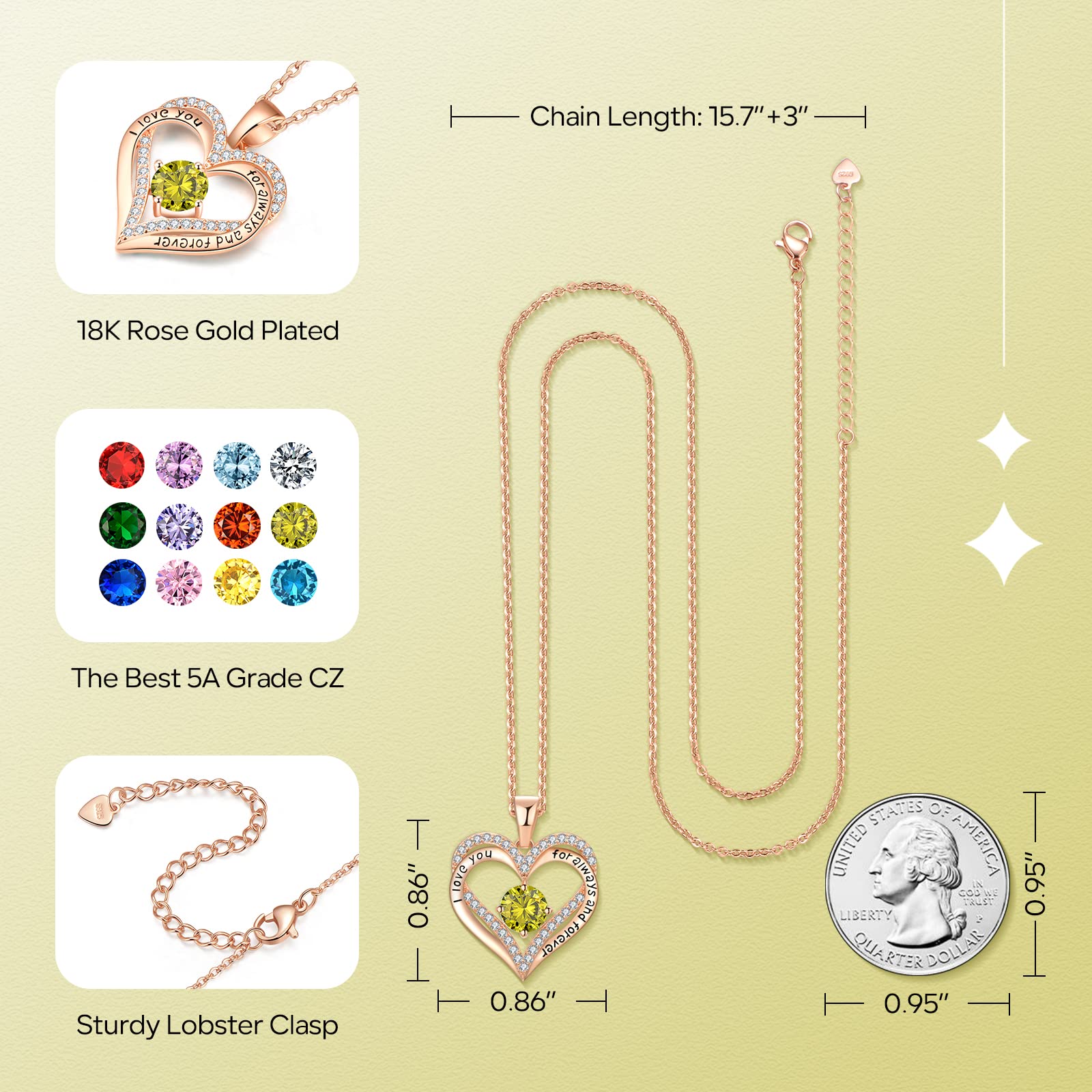 18K Rose Gold Necklace for Women - Elegant Birthday Gift for Wife, Girlfriend, Daughter | Perfect for Anniversary, Mother's Day, Christmas & Valentine's Day | Jewelry for Everyday Wear & Special Occasions