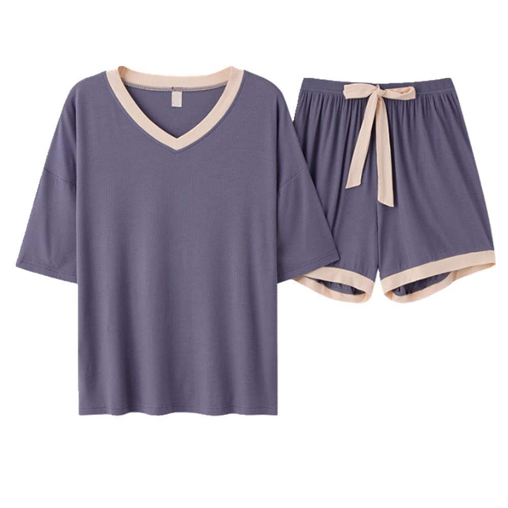 Women's Summer Short Sleeve Pajama Set - Soft Breathable Sleepwear for Women, Comfortable Loungewear for Home, Nightwear for Relaxation & Vacation - Perfect for Bedtime, Lounging and Summer Nights