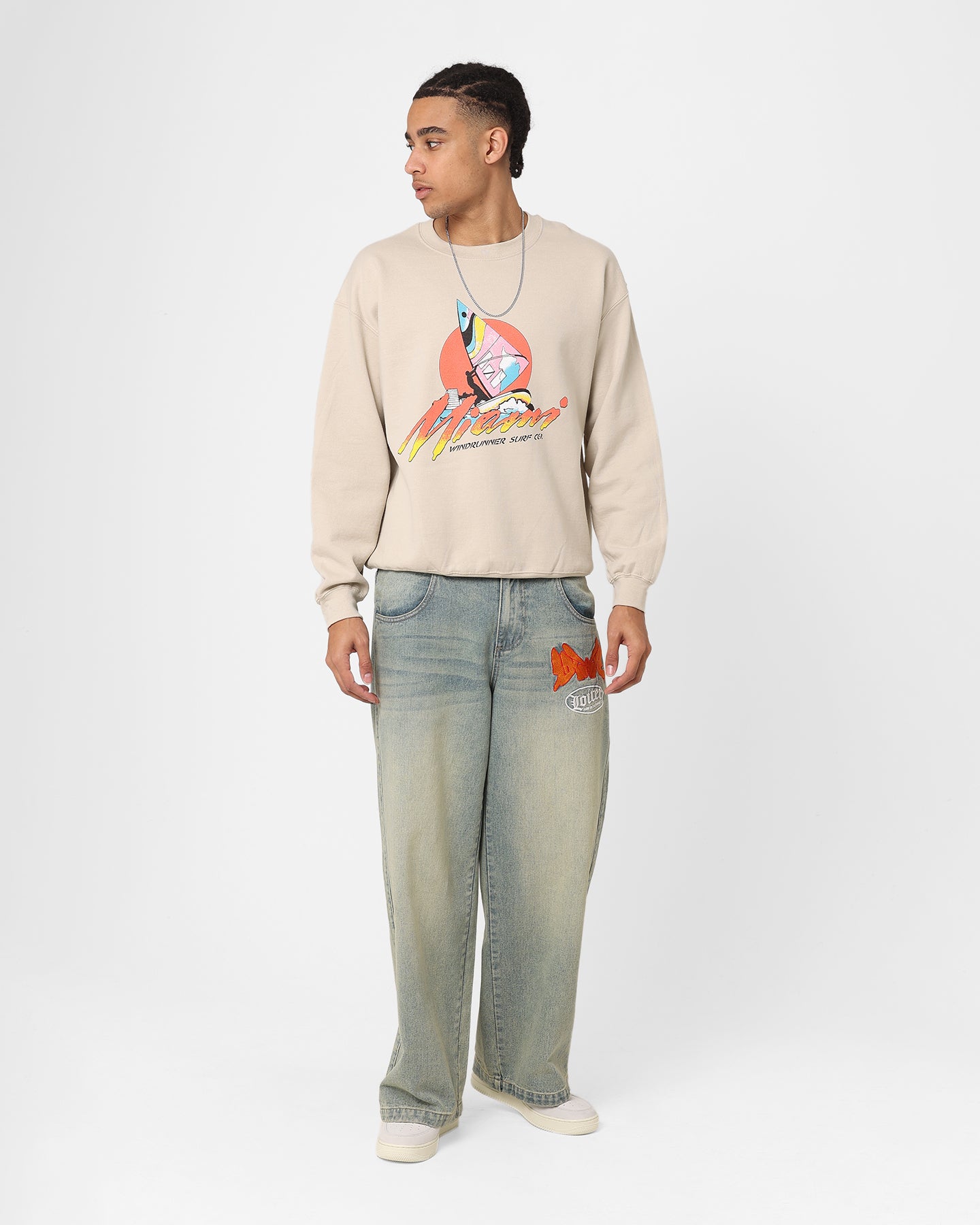 American Thrift Windrunners Surf Co Vintage Crewneck Sweatshirt - Soft Cotton Pullover for Men & Women - Perfect for Beach, Surfing & Casual Streetwear