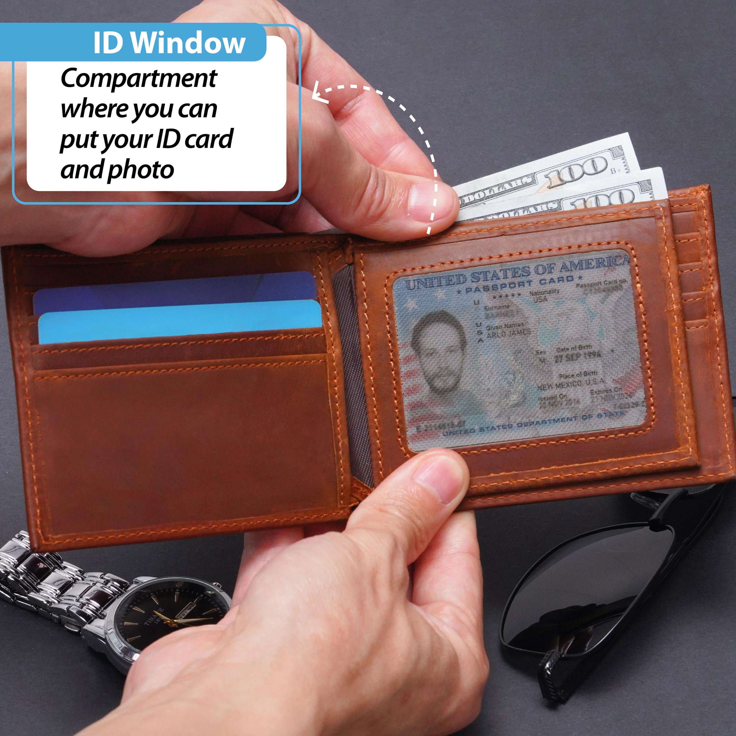 Personalized Leather Wallet for Men - Custom Engraved Gift for Husband, Dad, Boyfriend, Son & Fiance | Anniversary, Birthday & Father's Day Present | Premium RFID Blocking Bifold Wallet for Everyday Use & Travel