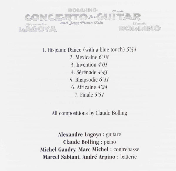 Alexandre Lagoya & Claude Bolling - Concerto for Classic Guitar and Jazz Piano Trio CD Album (Reissue, Near Mint or Mint Condition) | Classical Jazz Fusion Music for Relaxation, Dinner Parties & Study Sessions