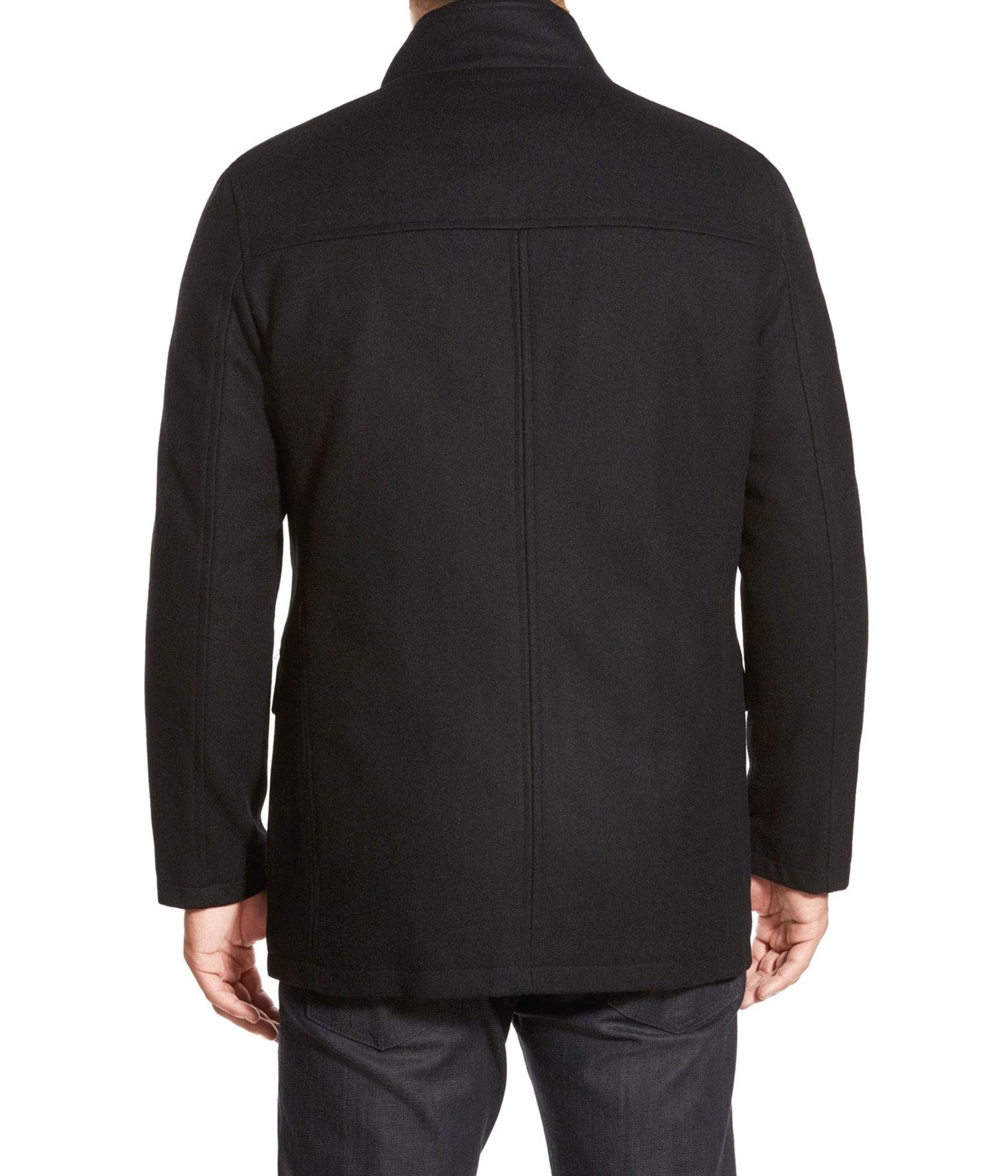 Cole Haan Men's Wool Melton Winter Coat with Nylon Bib - Water-Resistant Warm Overcoat for Business & Casual Wear | Perfect for Office, Commuting & Outdoor Activities