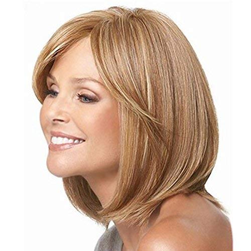Nicetobuy Umeet Short Straight Bob Blonde Synthetic Heat Resistant Wig for Women - 12.6 Inch | Fashionable Everyday Wear & Cosplay Costume Accessory