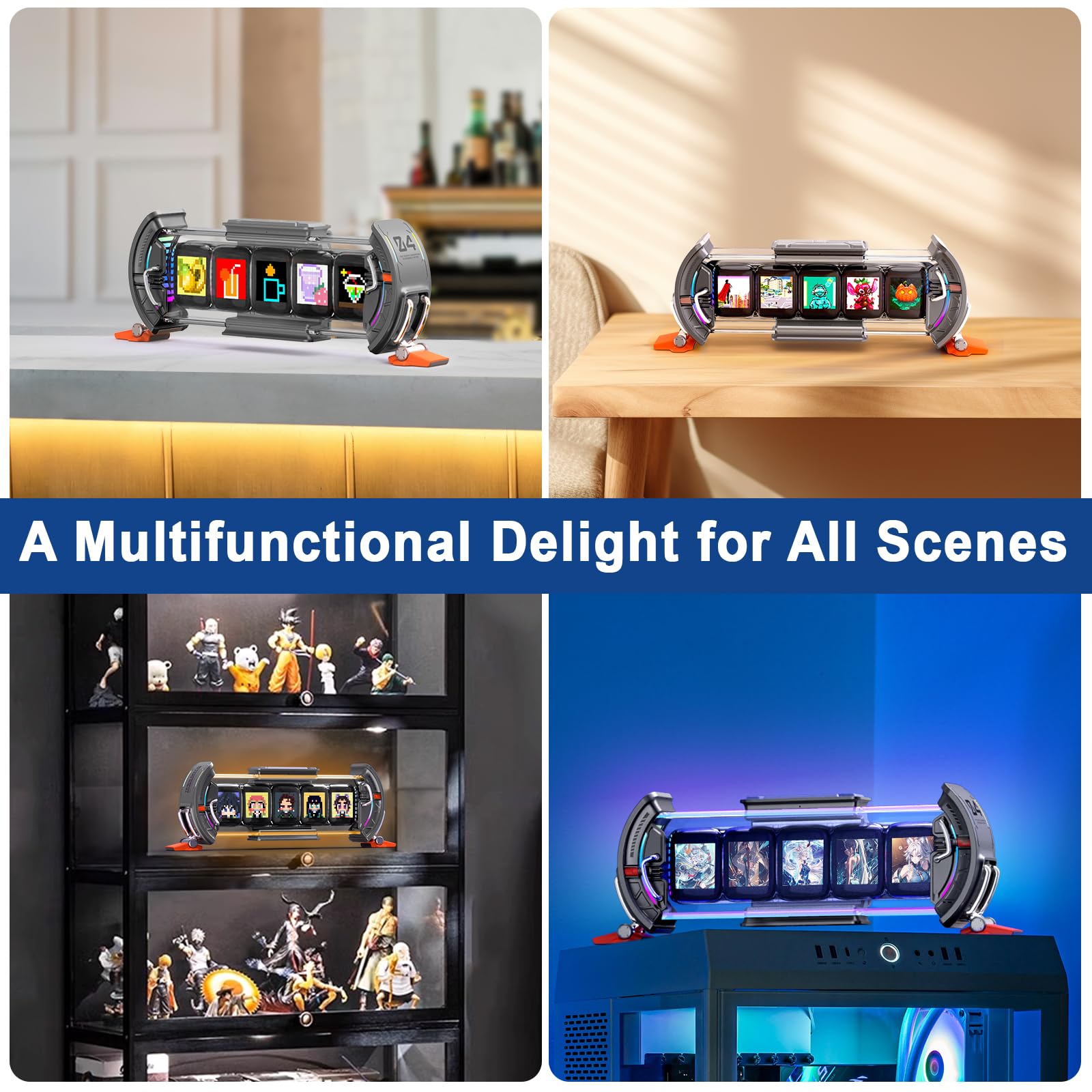 Divoom Times Gate - Cyberpunk Digital Alarm Clock with Smart APP Control, WiFi Connectivity, RGB LED Display, Custom Dashboard & Pixel Art - Perfect for Gaming Room, Office & Bedroom Decor (Silver)