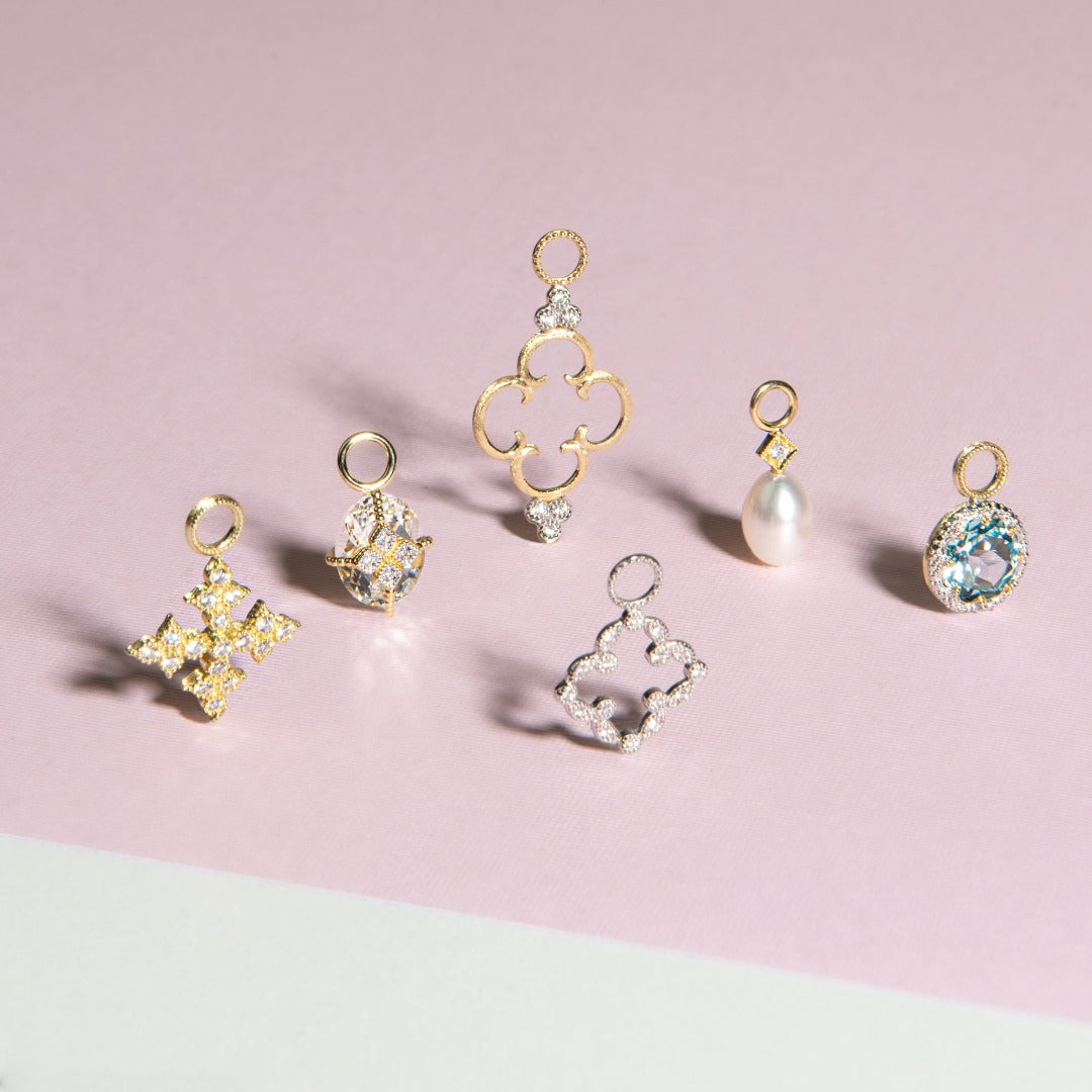 Jude Frances Simple Clover Diamond Trio Earring Charms - Elegant Sterling Silver Jewelry for Women, Perfect for Everyday Wear, Gift Giving & Special Occasions