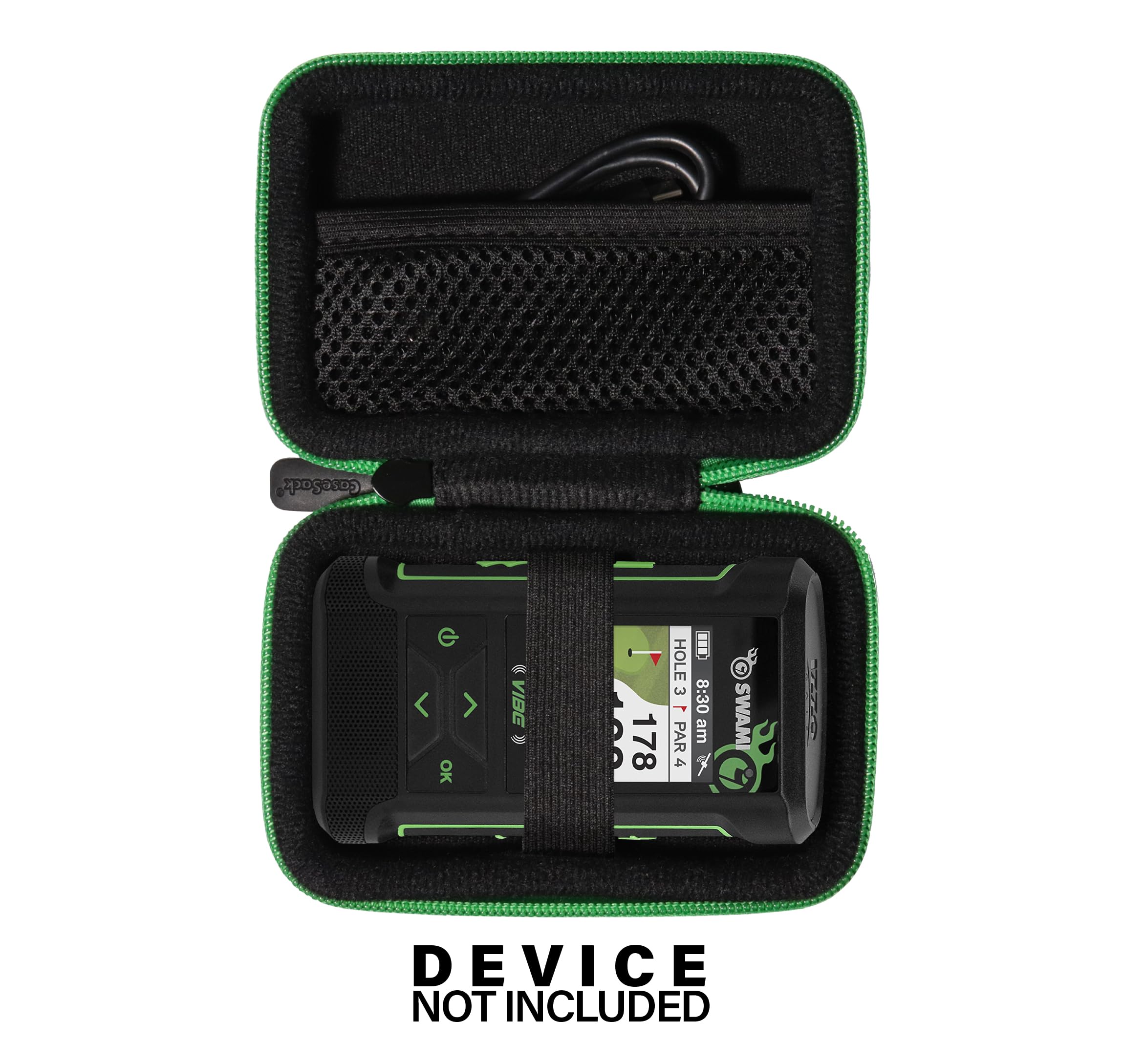 CaseSack Golf GPS Case for Swami Vibe GPS - Waterproof Bluetooth Speaker Combo (Black/Green) | Golf Accessories for Range, Course & Travel