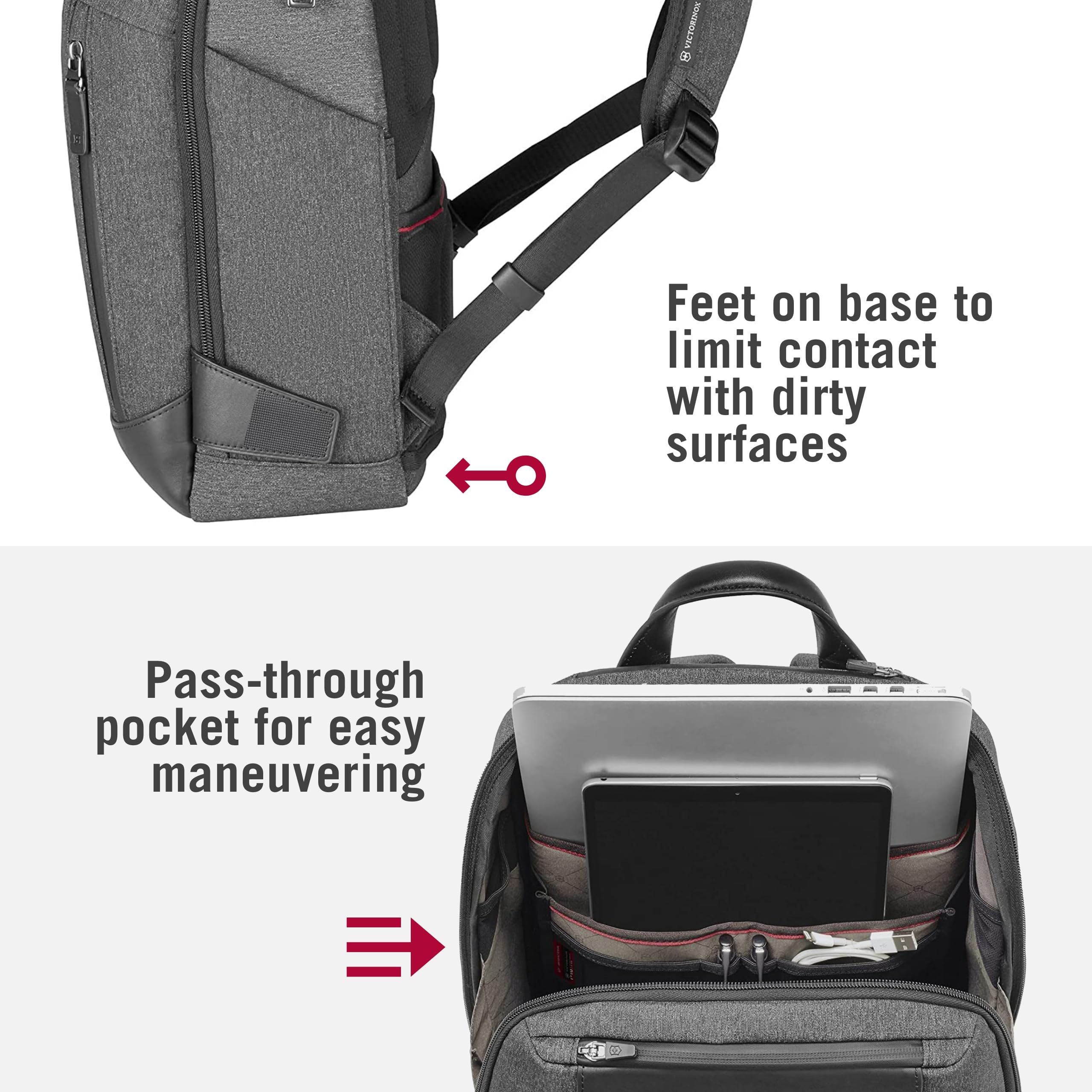 Victorinox Architecture Urban2 City Backpack - 17L Professional Laptop Backpack for Men & Women with Tablet Pocket & Water Bottle Holder - Durable Travel Backpack for Work, Commute & Business Trips - Gray