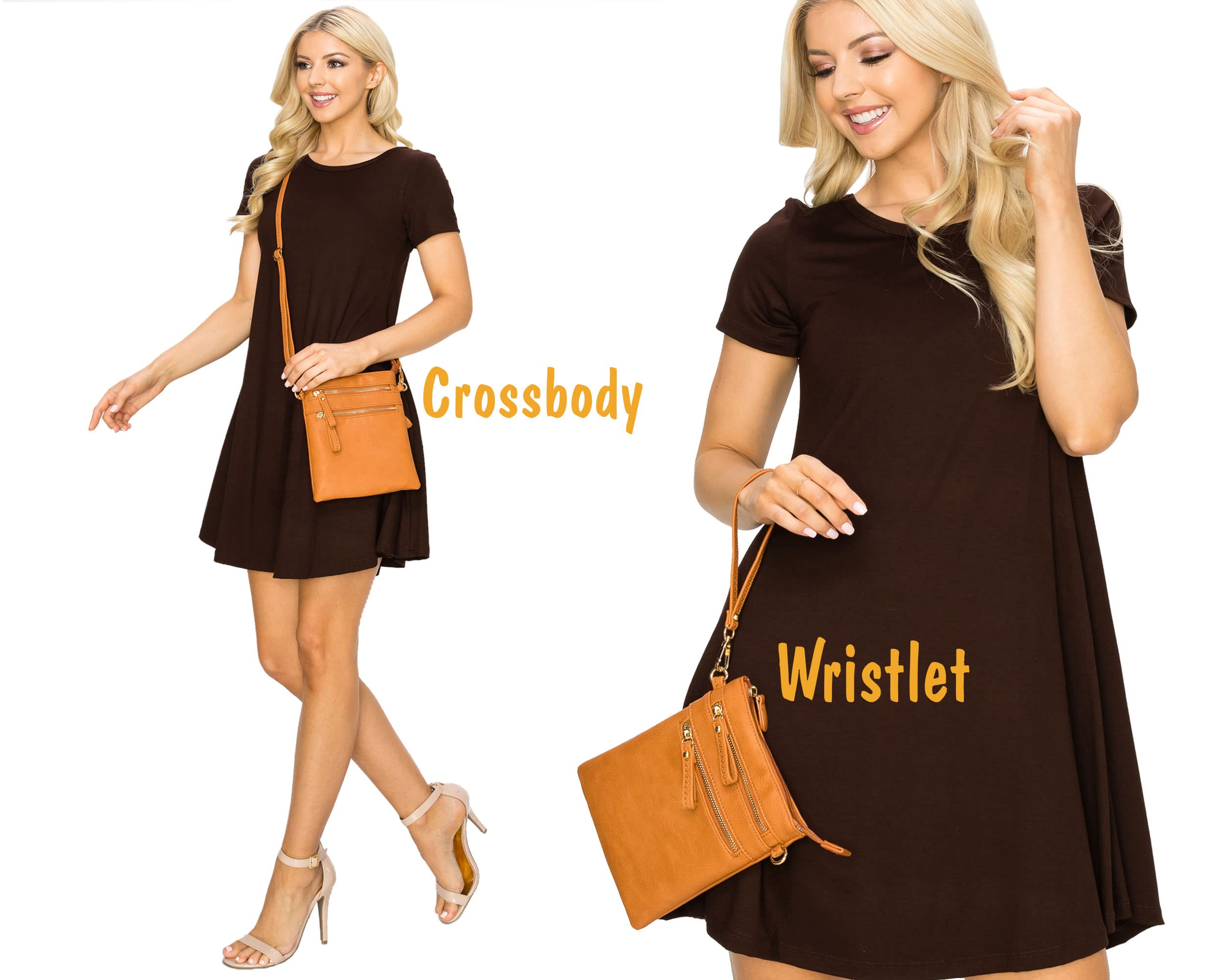 Solene Women's Crossbody Bag with Multi Zipper Pockets & Detachable Wristlet - Lightweight Travel Purse for Phone, Wallet & Essentials | Perfect for Daily Commute, Shopping & Vacation