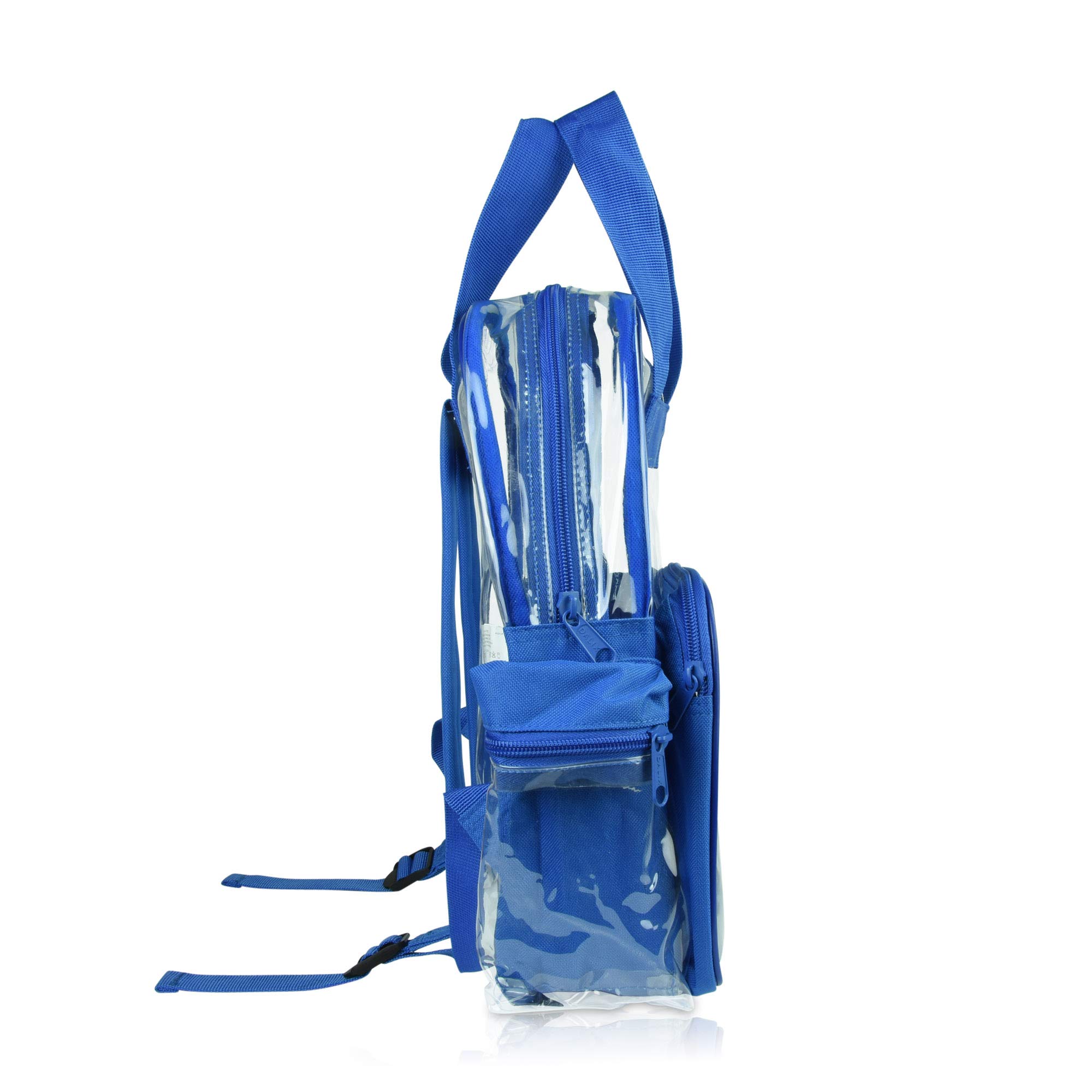 DALIX Small Clear Backpack Bag in Royal Blue - Lightweight Transparent School Backpack for Students, Travel & Stadium Events | Water-Resistant & TSA Approved