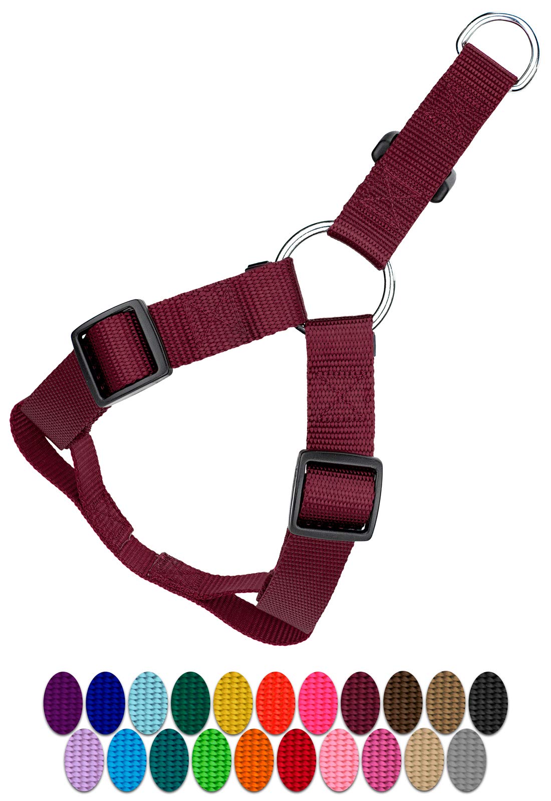 Country Brook Petz Adjustable Nylon Step-in Dog Harness - 20+ Vibrant Colors (Medium, 3/4