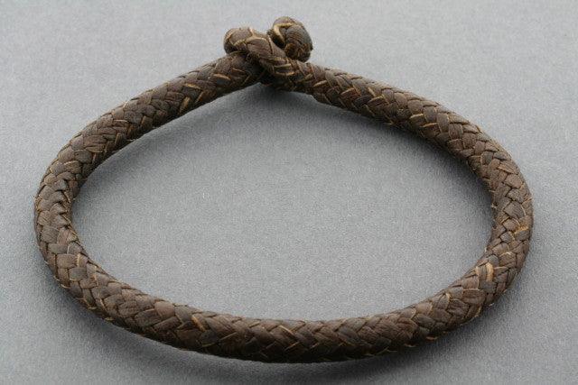 Braided Leather Bracelet for Men & Women - Tubular Chocolate Brown Design - Perfect for Casual Wear, Gifts & Boho Fashion