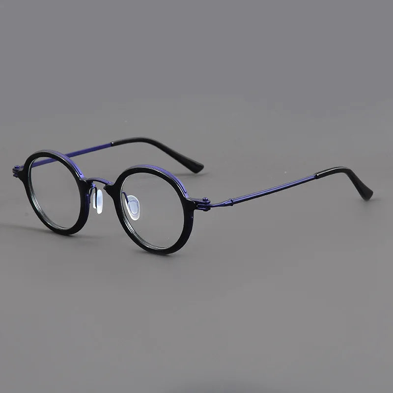 Stylish Unisex Black Titanium Acetate Round Eyeglasses Frame - Lightweight & Durable for Men & Women - Perfect for Reading, Work, and Everyday Fashion