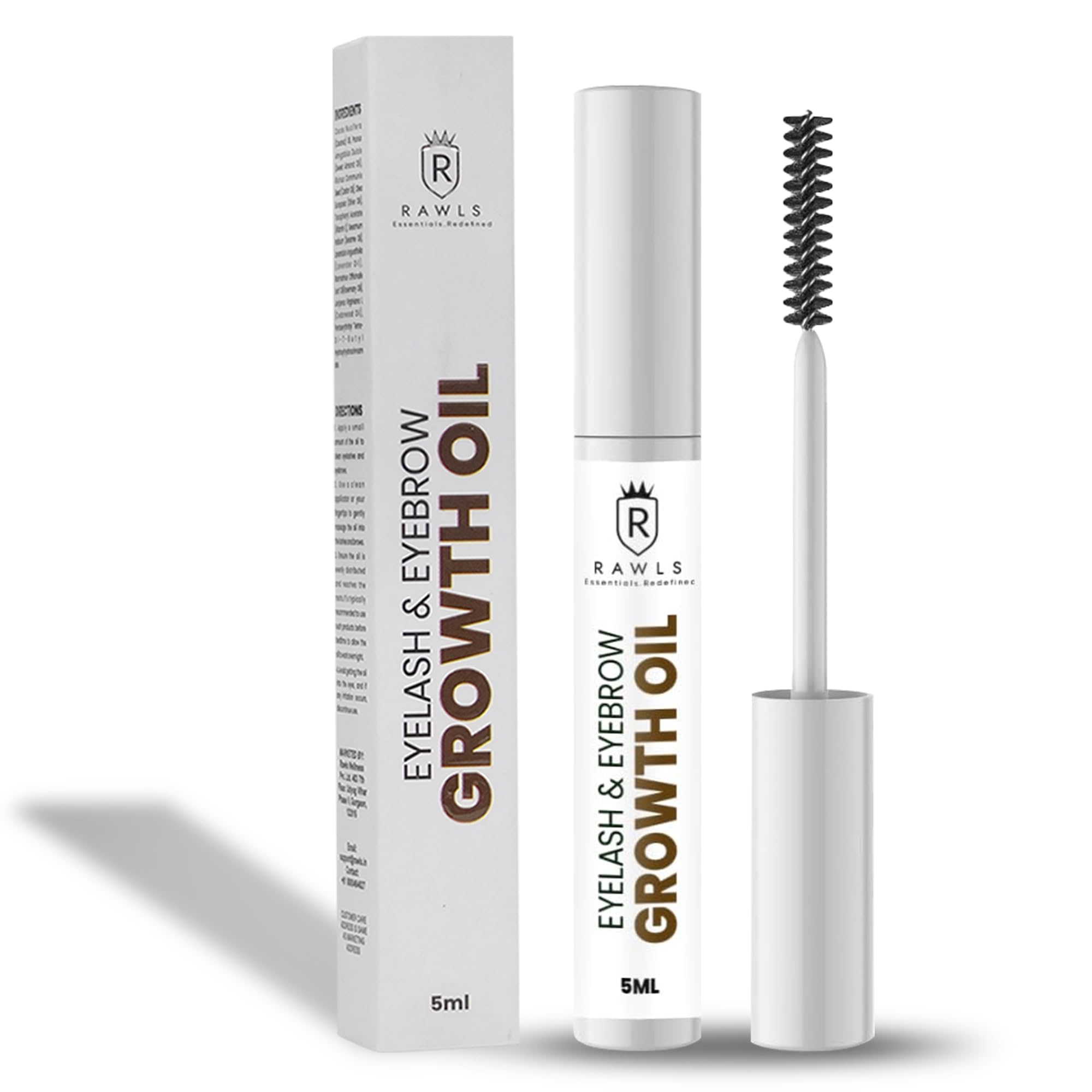 Rawls Eyelash & Eyebrow Growth Serum - Natural Formula with Almond Oil, Castor Oil & Vitamin E for Thicker, Fuller Lashes & Brows | Sulfate & Paraben Free | 5ml | Perfect for Nighttime Care & Daily Lash Enhancement