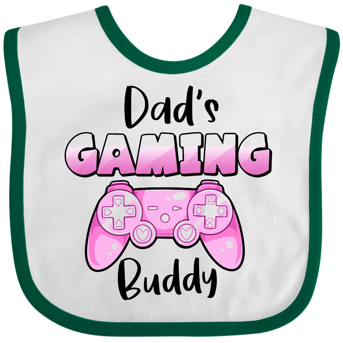 Inktastic Dad's Gaming Buddy - Pink Controller Baby Bib for Infants & Toddlers | Cute & Absorbent Drool Bib for Feeding, Playtime & Gaming Sessions