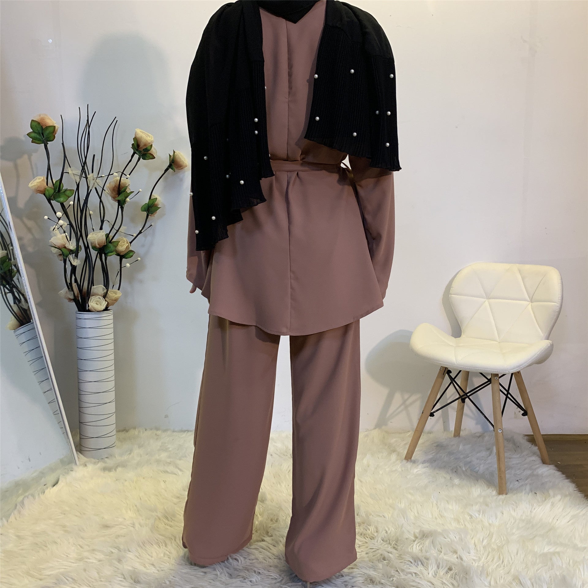 Stylish Wide Leg Pants with Lace Up Detail - Women's Casual Lounge Set for Home, Office & Outings