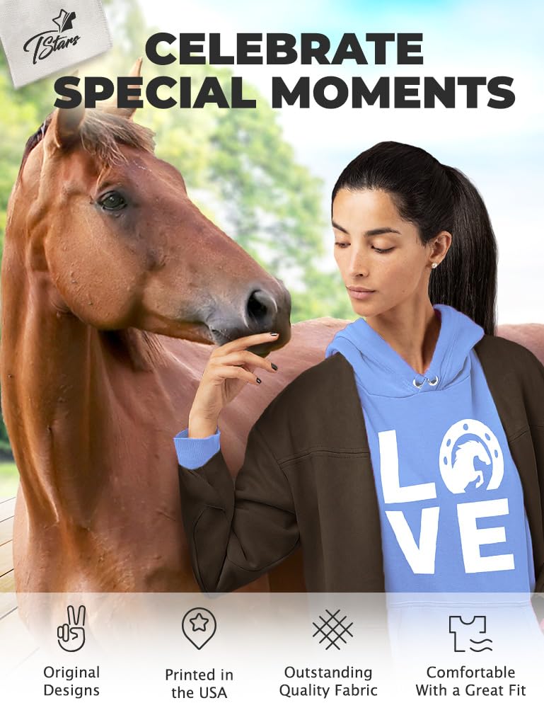 Tstars Equestrian Riding Hoodie for Women & Teen Girls - Soft & Stylish Horseback Riding Sweatshirt - Perfect Gift for Horse Lovers - Ideal for Barn, Trail Rides & Equestrian Events