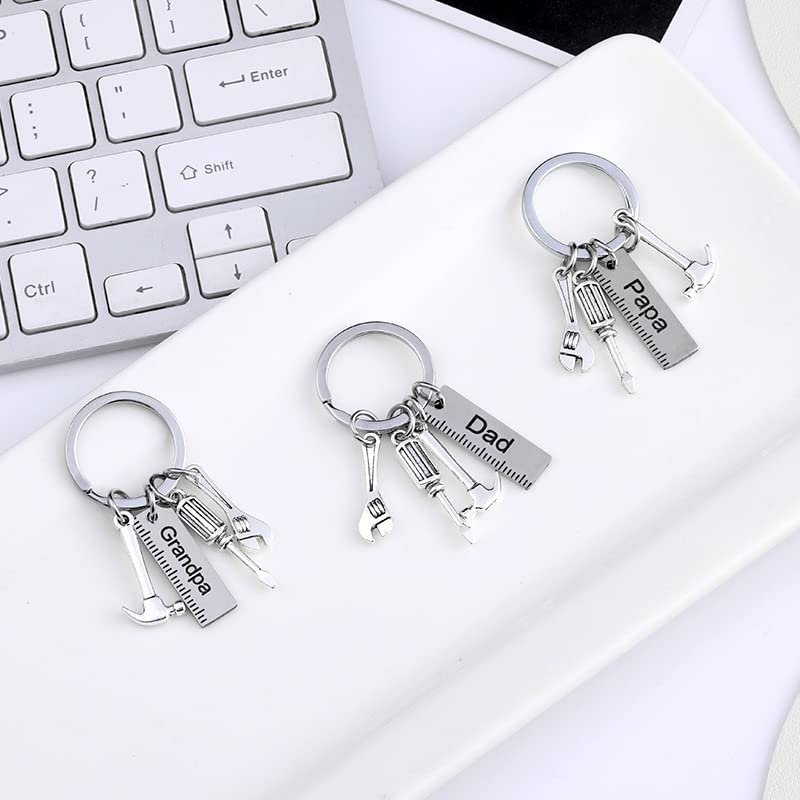Multifunctional Pop Keychain Set - Ruler, Hammer, Wrench & Screwdriver Tools - Perfect Father's Day Gift for Dad from Daughter or Son - Great for DIY Projects, Home Repairs & Everyday Carry